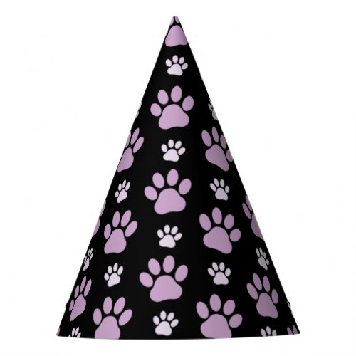 Pattern Of Paws Lilac Paws Dog Paws Paw Prints Party Hat