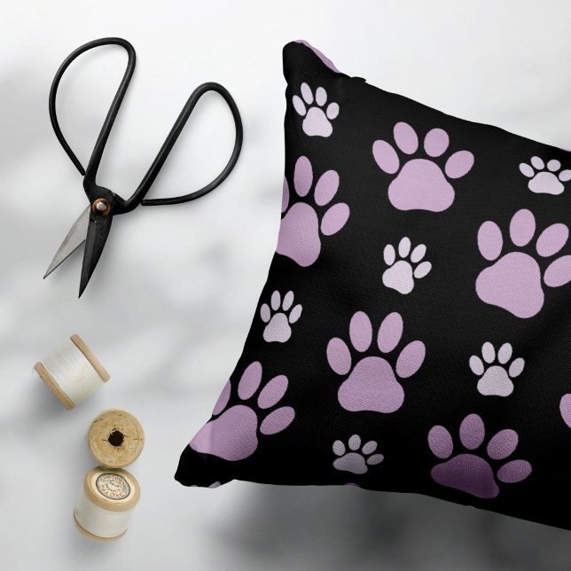 Pattern Of Paws, Lilac Paws, Dog Paws, Paw Prints Pillow Case (Creator Uploaded)