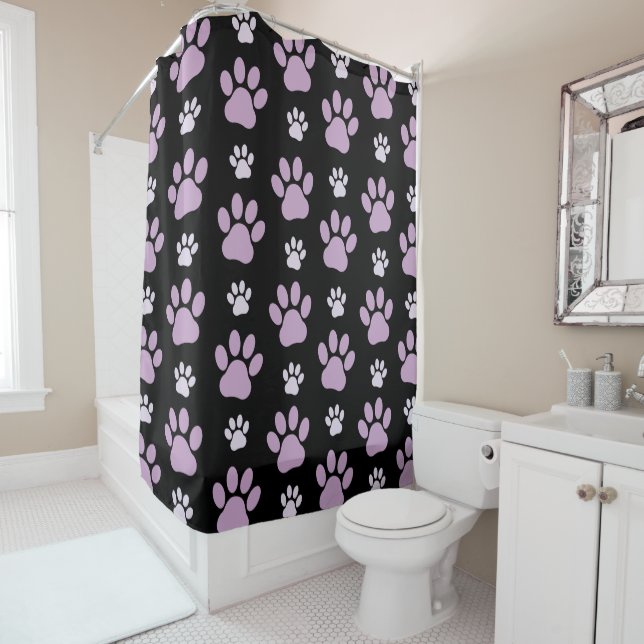 Pattern Of Paws, Lilac Paws, Dog Paws, Paw Prints Shower Curtain (In Situ)