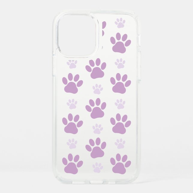 Pattern Of Paws, Lilac Paws, Dog Paws, Paw Prints Speck iPhone 12 Case (Front)