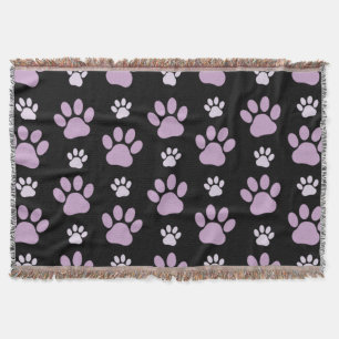Pattern Of Paws, Lilac Paws, Dog Paws, Paw Prints Throw Blanket