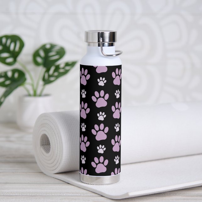 Pattern Of Paws, Lilac Paws, Dog Paws, Paw Prints Water Bottle (Yoga)