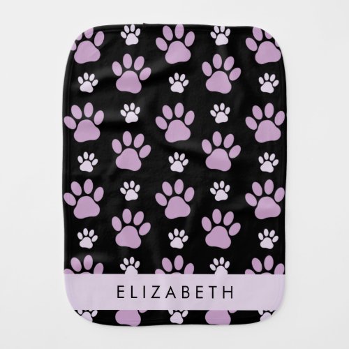 Pattern Of Paws Lilac Paws Dog Paws Your Name Baby Burp Cloth