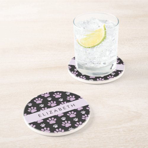 Pattern Of Paws Lilac Paws Dog Paws Your Name Coaster