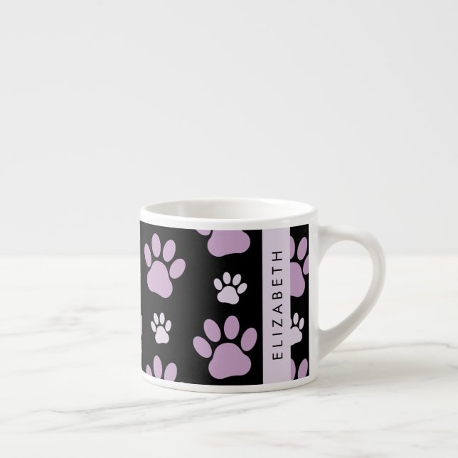 Pattern Of Paws, Lilac Paws, Dog Paws, Your Name Espresso Cup (Right)
