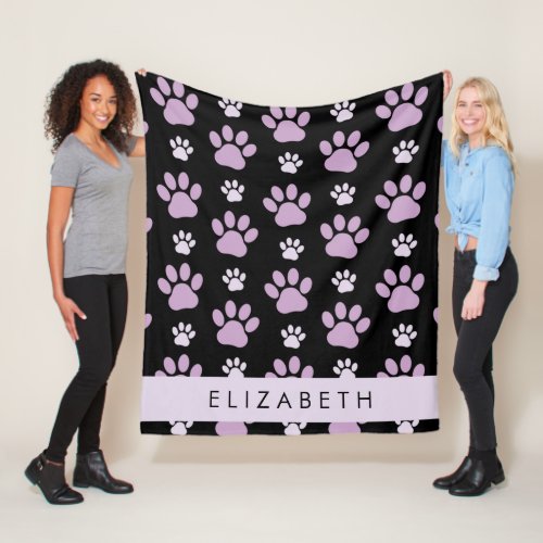 Pattern Of Paws Lilac Paws Dog Paws Your Name Fleece Blanket