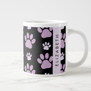 Pattern Of Paws, Lilac Paws, Dog Paws, Your Name Giant Coffee Mug