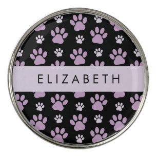 Pattern Of Paws, Lilac Paws, Dog Paws, Your Name Golf Ball Marker