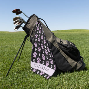 Pattern Of Paws, Lilac Paws, Dog Paws, Your Name Golf Towel