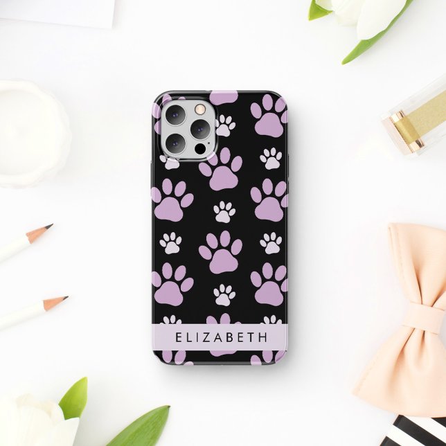 Pattern Of Paws, Lilac Paws, Dog Paws, Your Name iPhone Case (Creator Uploaded)