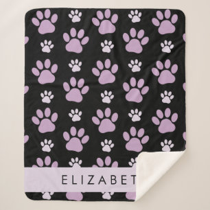 Pattern Of Paws, Lilac Paws, Dog Paws, Your Name Sherpa Blanket