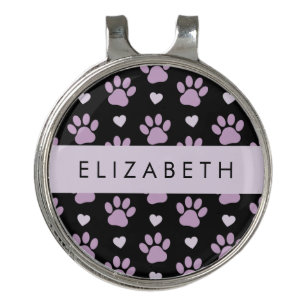 Pattern Of Paws, Lilac Paws, Hearts, Your Name Golf Hat Clip