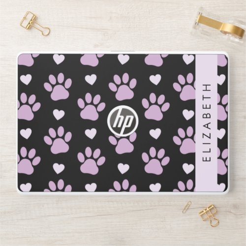 Pattern Of Paws Lilac Paws Hearts Your Name HP Laptop Skin