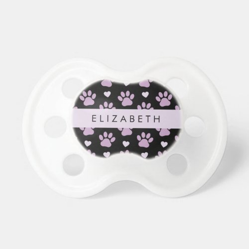 Pattern Of Paws Lilac Paws Hearts Your Name Pacifier