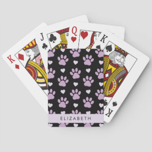 Pattern Of Paws, Lilac Paws, Hearts, Your Name Poker Cards