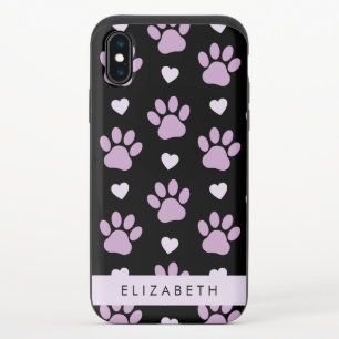 Pattern Of Paws, Lilac Paws, Hearts, Your Name iPhone X Slider Case