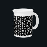 Pattern Of Paws, Paw Prints, Black and White Beverage Pitcher<br><div class="desc">Cute,  fun and adorable pattern with white paws on black background. Modern and trendy gift,  perfect for the dog lover in your life.</div>