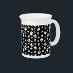 Pattern Of Paws, Paw Prints, Black and White Beverage Pitcher<br><div class="desc">Cute,  fun and adorable pattern with white paws on black background. Modern and trendy gift,  perfect for the dog lover in your life.</div>