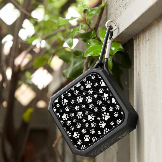 Pattern Of Paws, Paw Prints, Black and White Bluetooth Speaker (Inisitu)