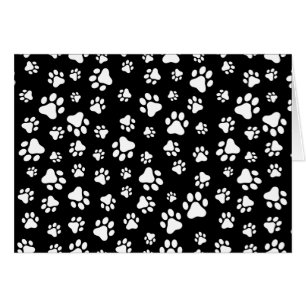 Pattern Of Paws, Paw Prints, Black and White Cards