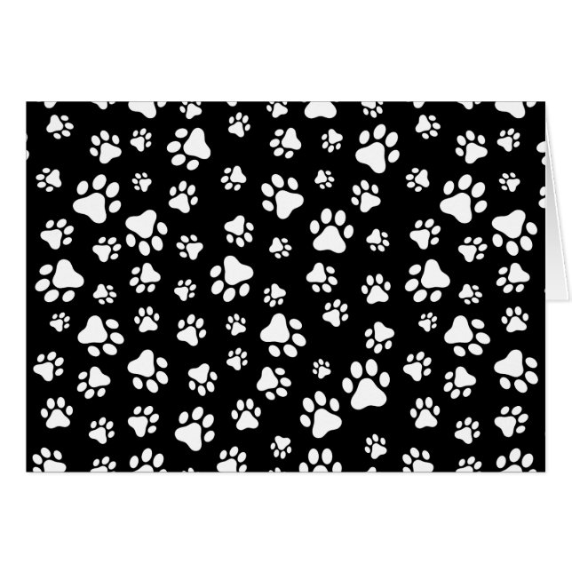 Pattern Of Paws, Paw Prints, Black and White Cards (Front Horizontal)