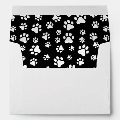 Pattern Of Paws Paw Prints Black and White Envelope