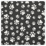 Pattern Of Paws, Paw Prints, Black and White Fabric