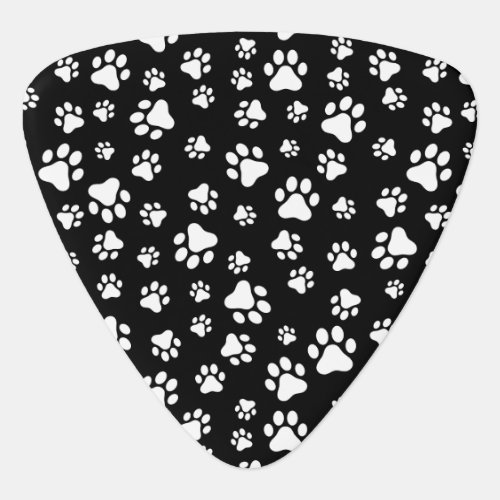 Pattern Of Paws Paw Prints Black and White Guitar Pick