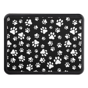 Pattern Of Paws, Paw Prints, Black and White Hitch Cover