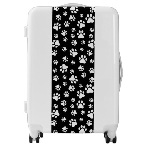 Pattern Of Paws Paw Prints Black and White Luggage