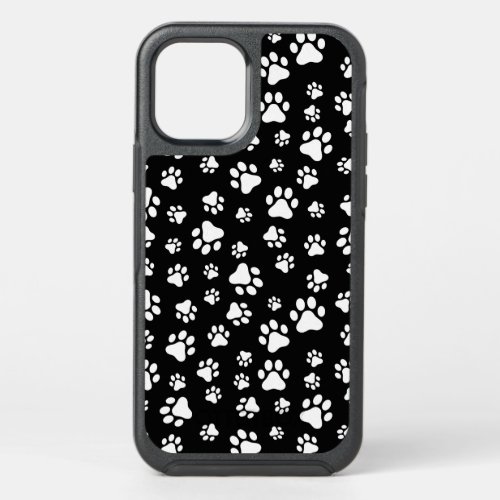 Pattern Of Paws Paw Prints Black and White OtterBox Symmetry iPhone 12 Case