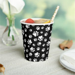 Pattern Of Paws, Paw Prints, Black and White Paper Cups