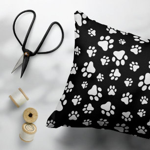 Pattern Of Paws, Paw Prints, Black and White Pet Bed