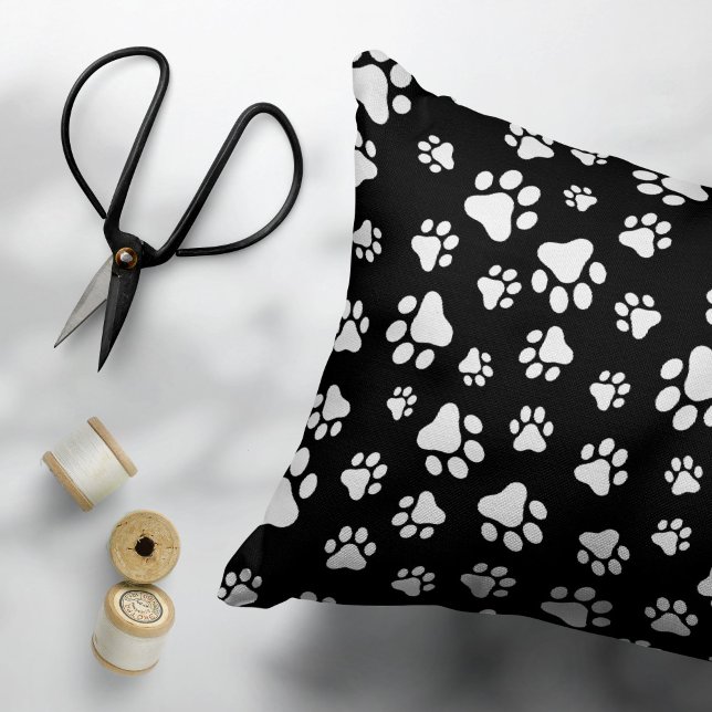 Pattern Of Paws, Paw Prints, Black and White Pet Bed (Creator Uploaded)