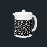 Pattern Of Paws, Paw Prints, Black and White Teapot<br><div class="desc">Cute,  fun and adorable pattern with white paws on black background. Modern and trendy gift,  perfect for the dog lover in your life.</div>