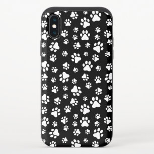 Pattern Of Paws, Paw Prints, Black and White iPhone X Slider Case