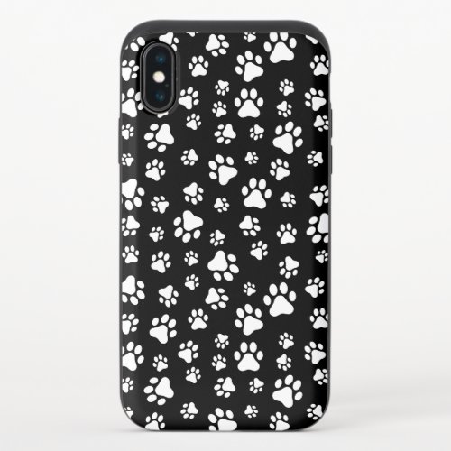 Pattern Of Paws Paw Prints Black and White iPhone X Slider Case