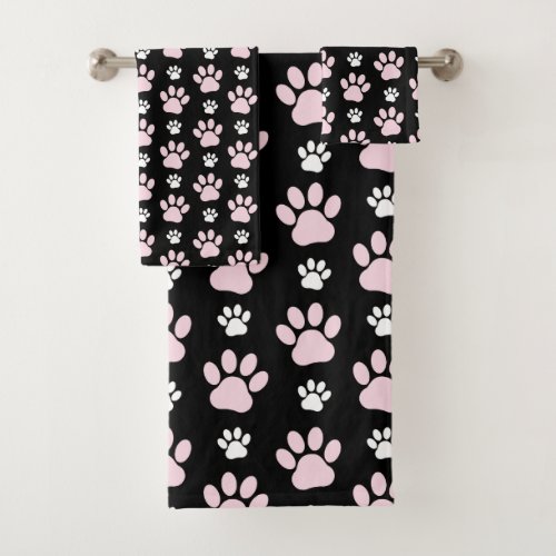 Pattern Of Paws Pink Paws Dog Paws Animal Paws Bath Towel Set