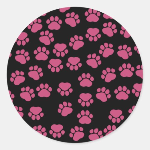Pattern Of Paws Pink Paws Dog Paws Animal Paws Classic Round Sticker