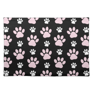 Pattern Of Paws, Pink Paws, Dog Paws, Animal Paws Cloth Placemat