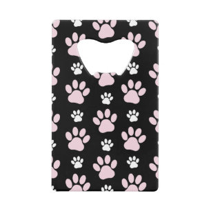 Pattern Of Paws, Pink Paws, Dog Paws, Animal Paws Credit Card Bottle Opener