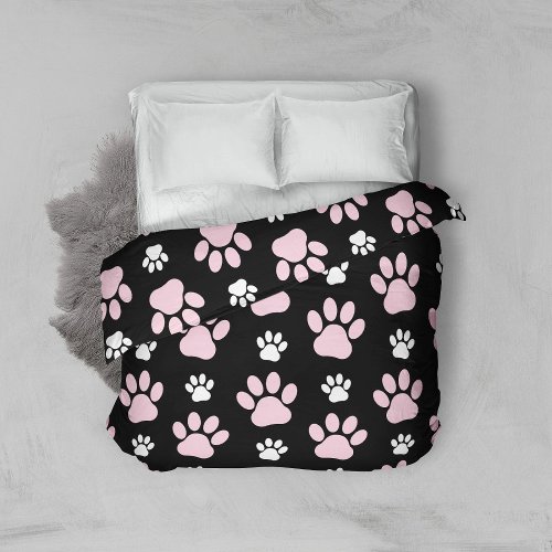 Pattern Of Paws Pink Paws Dog Paws Animal Paws Duvet Cover