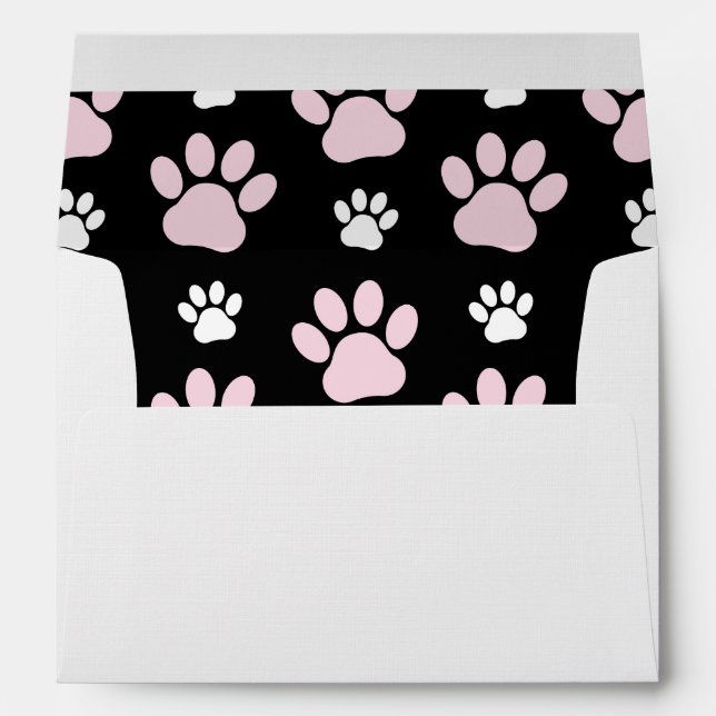 Pattern Of Paws, Pink Paws, Dog Paws, Animal Paws Envelope (Back (Bottom))