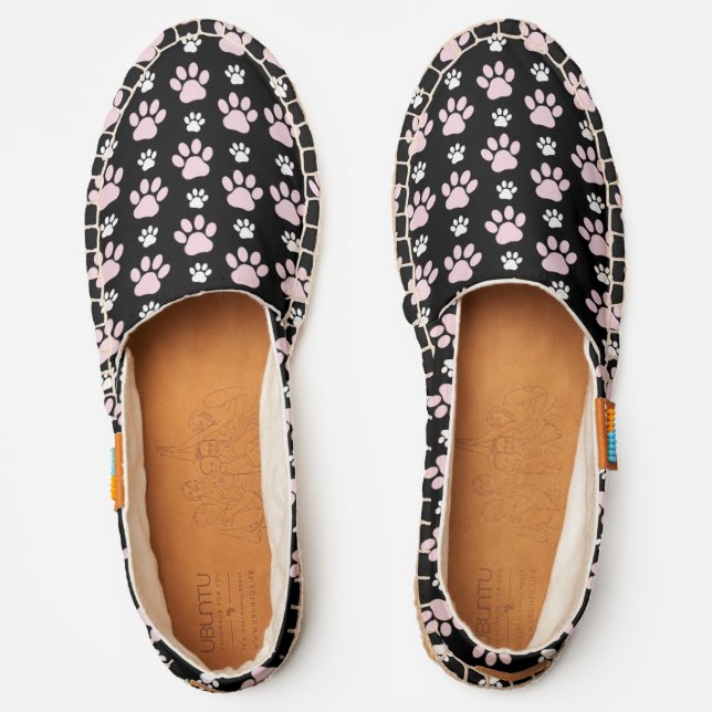 Pattern Of Paws, Pink Paws, Dog Paws, Animal Paws Espadrilles (Front)