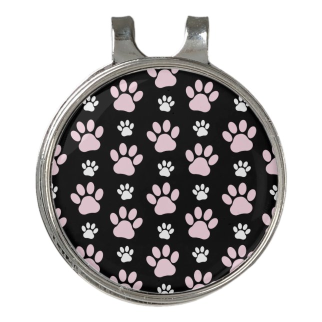 Pattern Of Paws, Pink Paws, Dog Paws, Animal Paws Golf Hat Clip (Front)