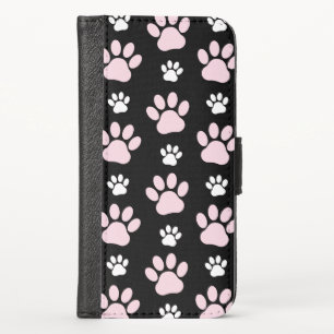 Pattern Of Paws, Pink Paws, Dog Paws, Animal Paws iPhone X Wallet Case