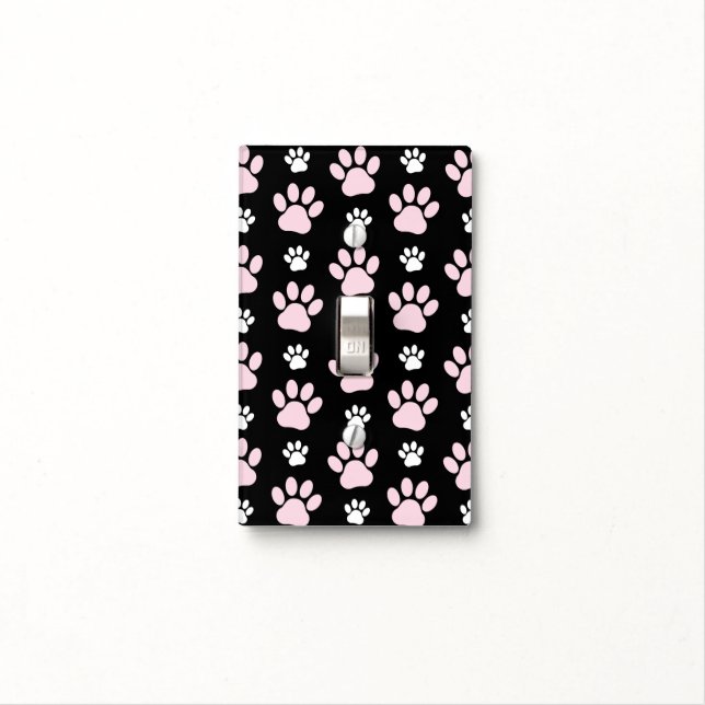 Pattern Of Paws, Pink Paws, Dog Paws, Animal Paws Light Switch Cover (In Situ)
