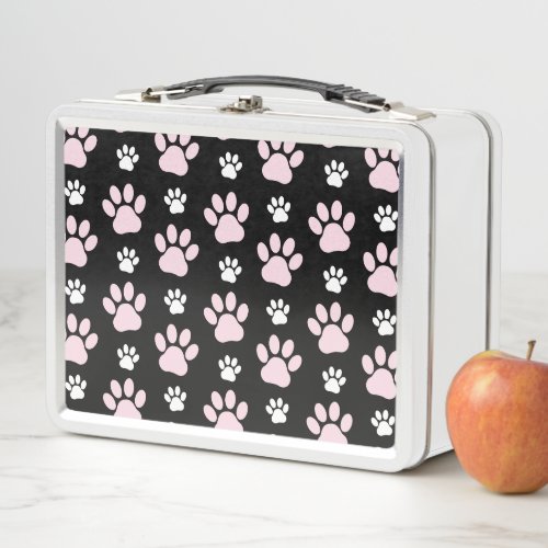 Pattern Of Paws Pink Paws Dog Paws Animal Paws Metal Lunch Box