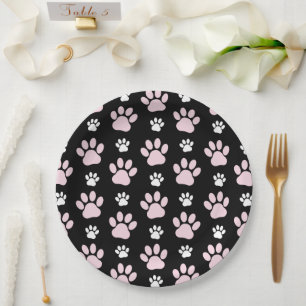 Pattern Of Paws, Pink Paws, Dog Paws, Animal Paws Paper Plates