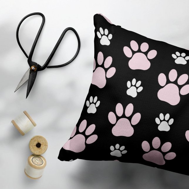 Pattern Of Paws, Pink Paws, Dog Paws, Animal Paws Pillow Case (Creator Uploaded)